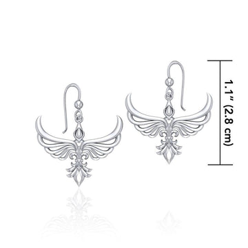Phoenix with Fleur De Lis Sterling Silver Earrings TER1703 - Jewelry